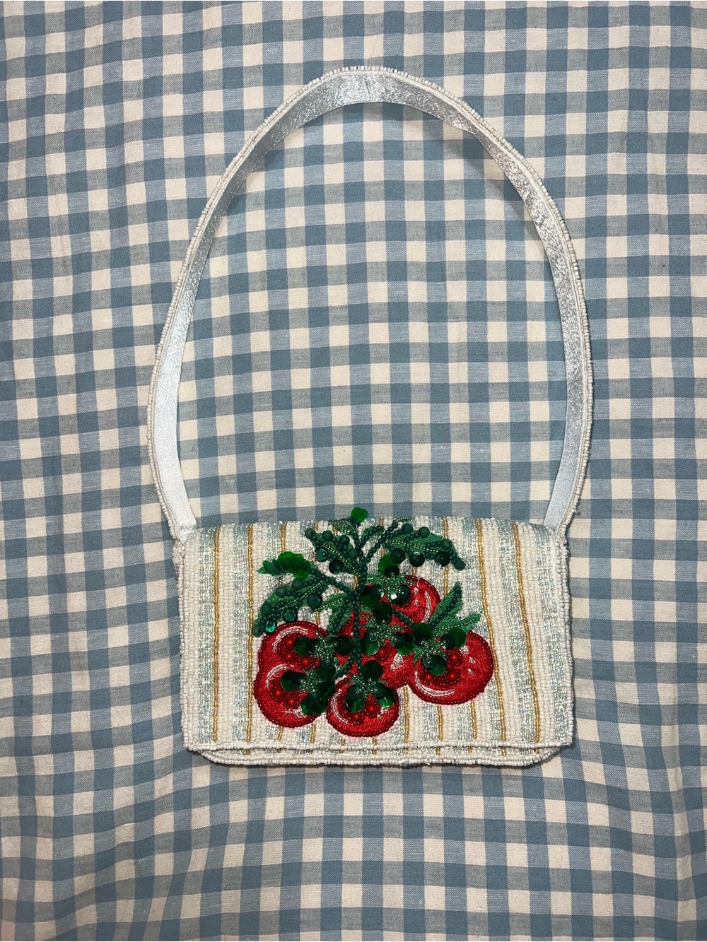 NWT Beaded Tomato Shoulder Bag Handcrafted in India